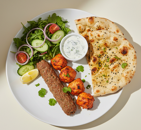 Mixed Kebab, Chips & Salad 